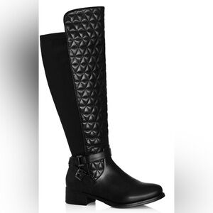 Round toe quilted tall boot